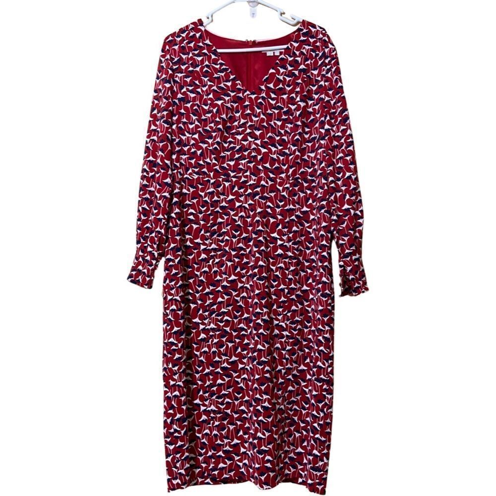 Boden Floral V-neck Long Sleeve Midi Dress - Picture 3 of 8